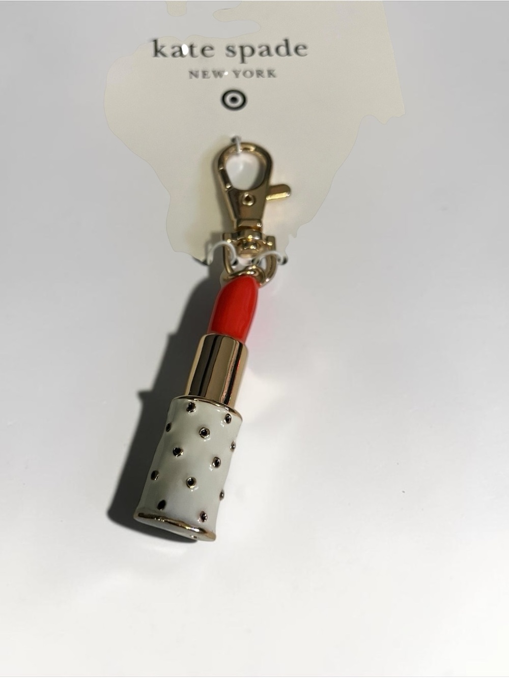 NWT Kate Spade x Target Limited Edition Lipstick Bag Charm Keychain - Polka Dot - Picture 4 of 5